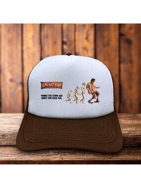 Encino Man 1992 Cult Comedy Mens Trucker Hat Brown Brendan Fraser Caveman